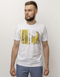 Pierre Cardin Future Flex T-shirt in white with yellow print