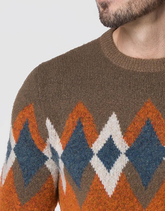 Pierre Cardin sweater from the Future Flex collection in orange with a geometric pattern