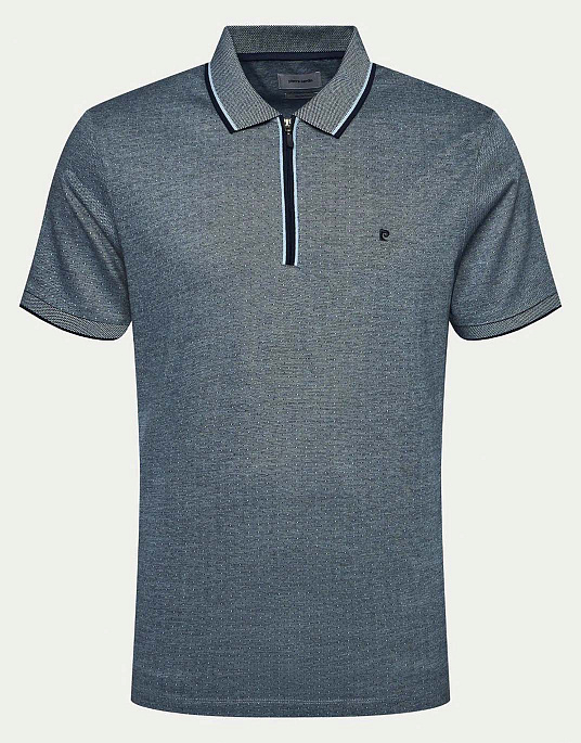 Pierre Cardin gray polo shirt with a zip-up collar