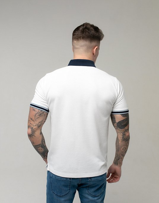 Pierre Cardin polo in white with navy blue accents