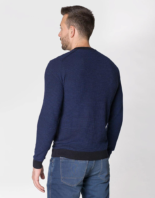 Пуловер текстурный Pierre Cardin из коллекции Future Flex в синем цвете