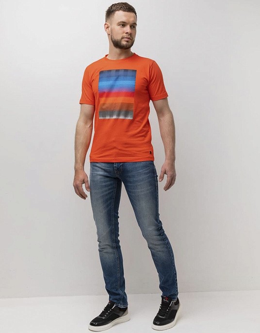 Pierre Cardin Future Flex T-shirt in orange with print
