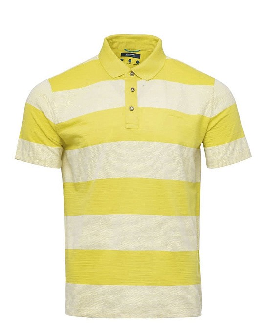 Pierre Cardin polo shirt from the Future Flex collection in yellow with white stripes