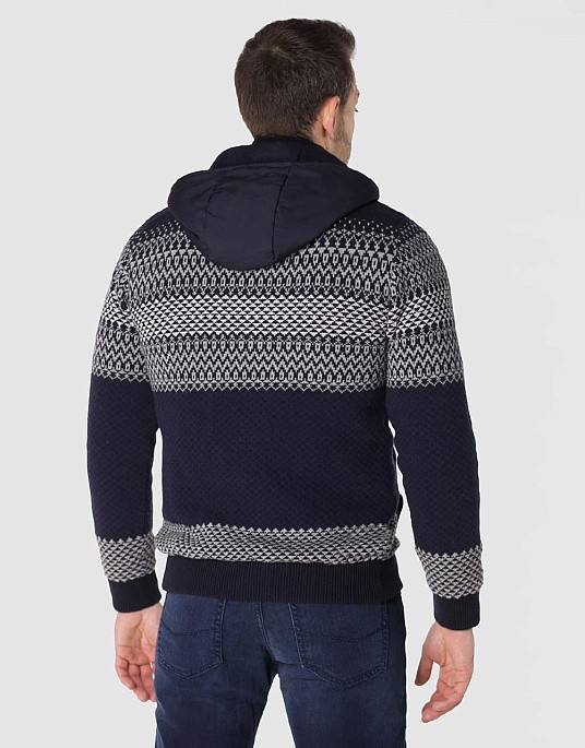Pierre Cardin Hooded Sweatshirt in Patterned Blue