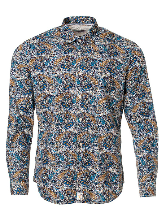 Рубашка Pierre Cardin из серии Denim Story в синем цвете с цветным принтом