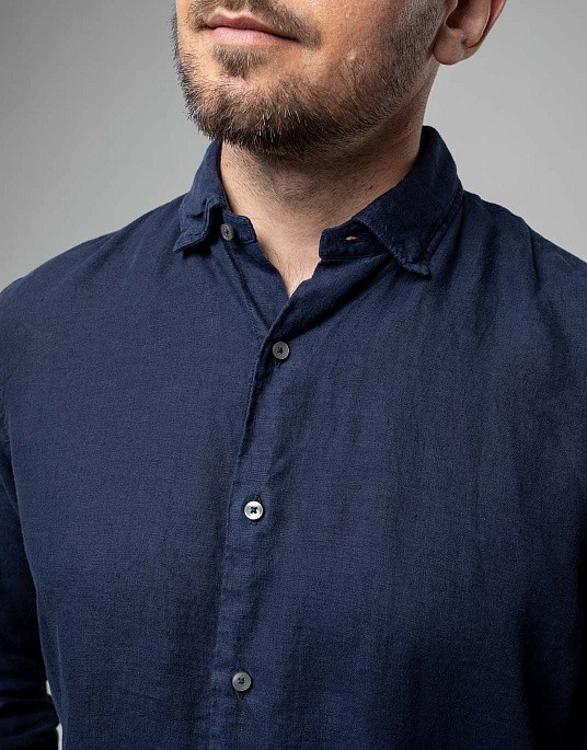 Сорочка Pierre Cardin з льону у синьому кольорі