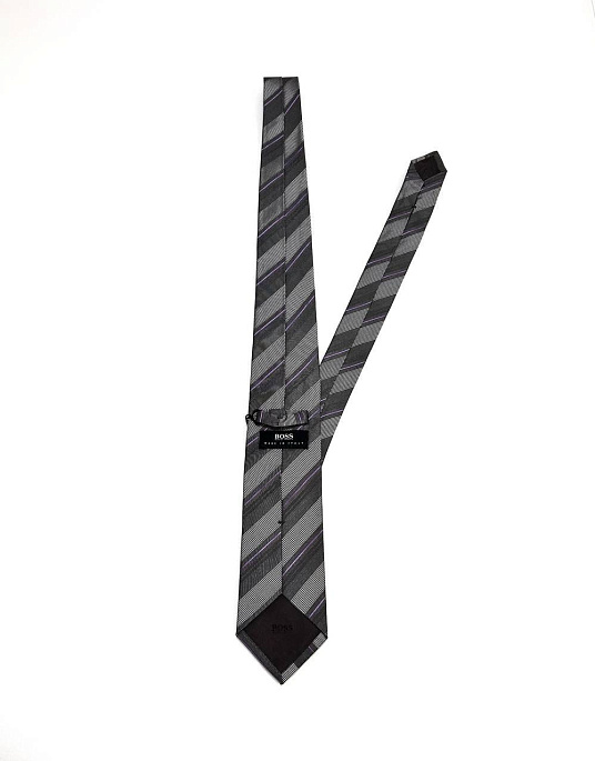 BOSS tie in gray with purple stripe
