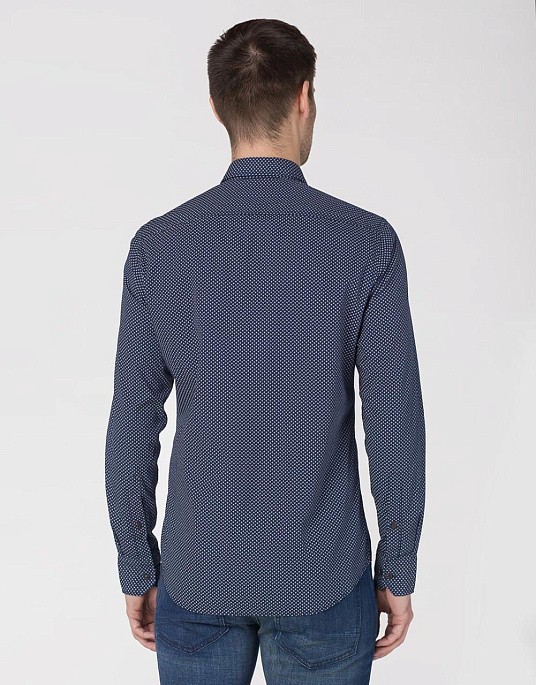 Pierre Cardin Denim Story shirt in blue with pattern