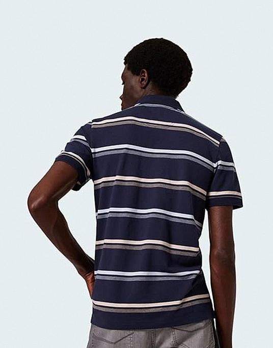 Pierre Cardin blue polo shirt with beige and blue stripes