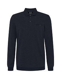 Bugatti long sleeve polo shirt in dark blue