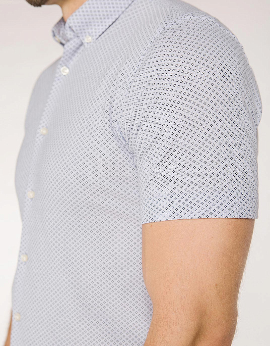 Рубашка Pierre Cardin из коллекции Future Flex с коротким рукавом  в серо-голубом цвете