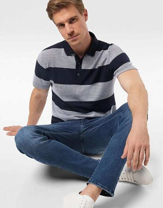 Pierre Cardin Polo from the Future Flex collection in black and gray stripes