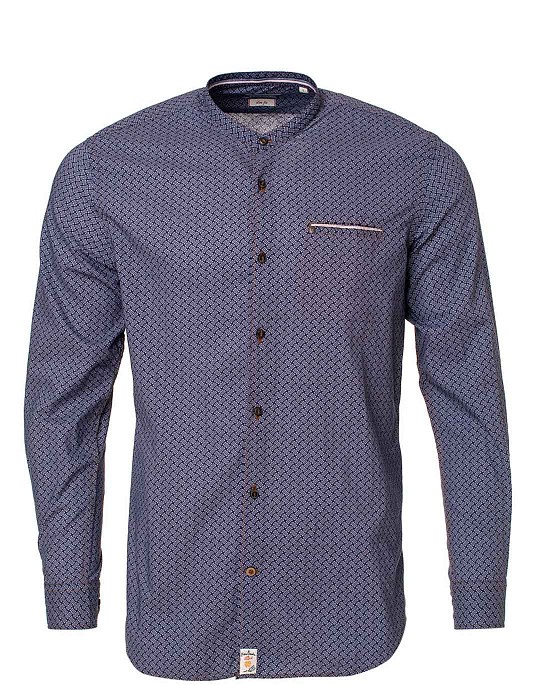 Pierre Cardin men's stand-up collar shirt with geometric print