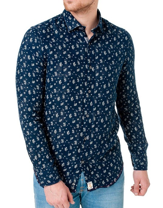 Pierre Cardin shirt in blue with floral print
