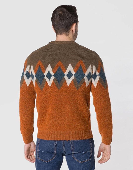 Pierre Cardin sweater from the Future Flex collection in orange with a geometric pattern
