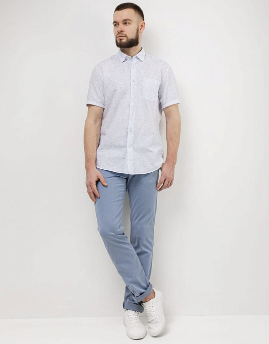 Pierre Cardin shirt with short sleeves white with blue pattern