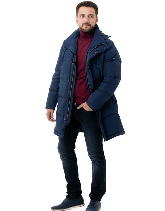 Pierre Cardin down jacket elongated from the Voyage collection in blue