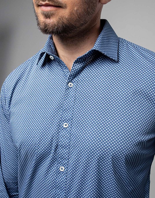 Сорочка Pierre Cardin із колекції Future Flex у блакитному кольорі з дрібним принтом