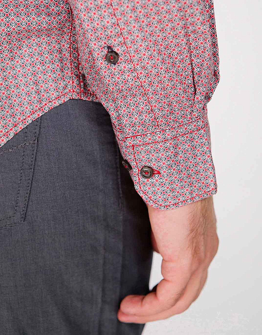 Pierre Cardin shirt from the Denim Academy collection in burgundy gray with pattern