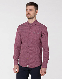 Pierre Cardin shirt from the Denim Story collection in burgundy with a pattern
