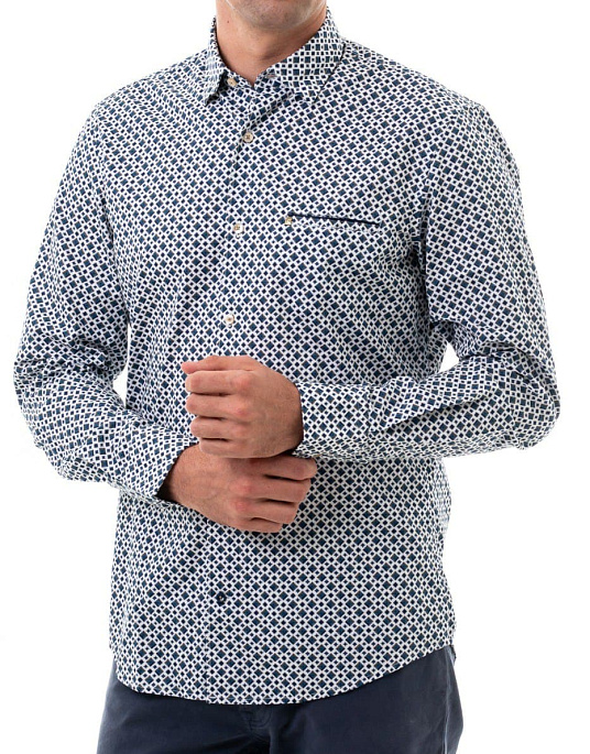 Рубашка Pierre Cardin из коллекции Future Flex в белом цвете с геометрическим принтом