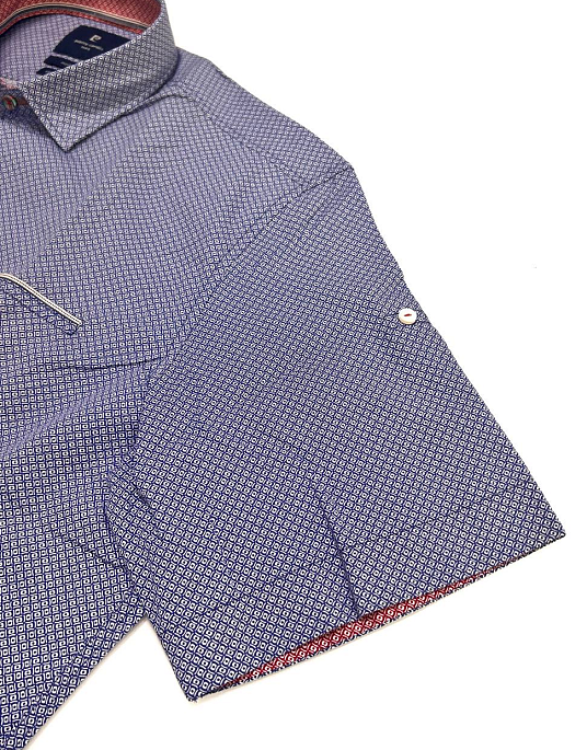 Рубашка Pierre Cardin с коротким рукавом из серии Cotton Comfort в голубом цвете