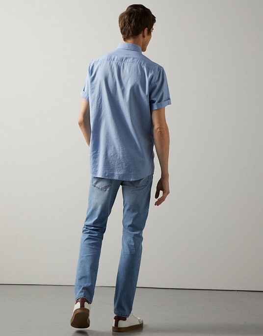 Рубашка Pierre Cardin из коллекции Future Flex с коротким рукавом в голубом цвете