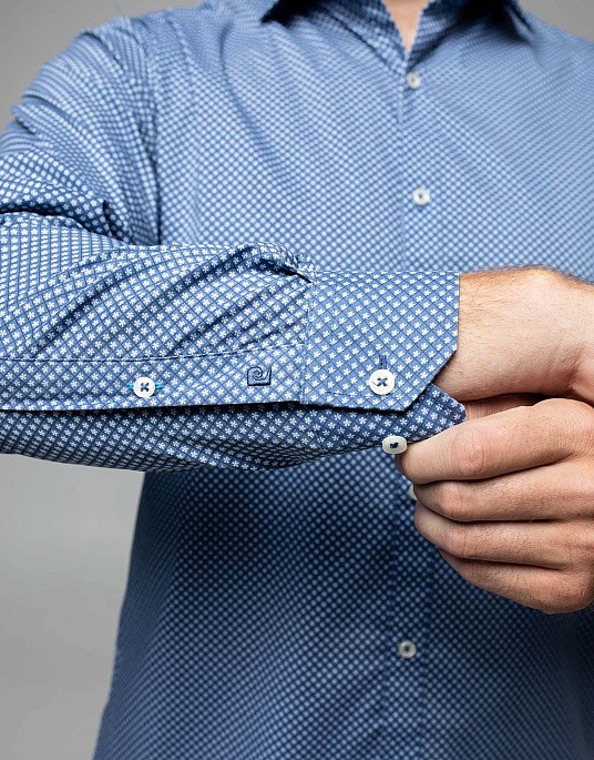 Рубашка Pierre Cardin из коллекции Future Flex в голубом цвете с мелким принтом