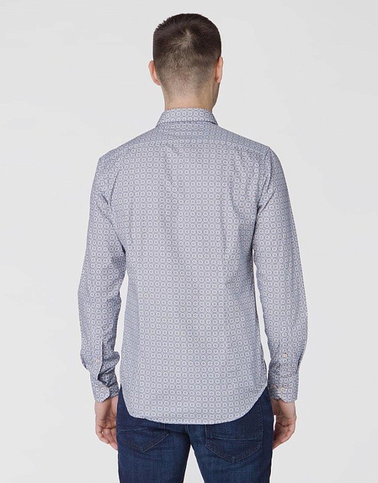 Pierre Cardin Denim Story shirt in white with a pattern