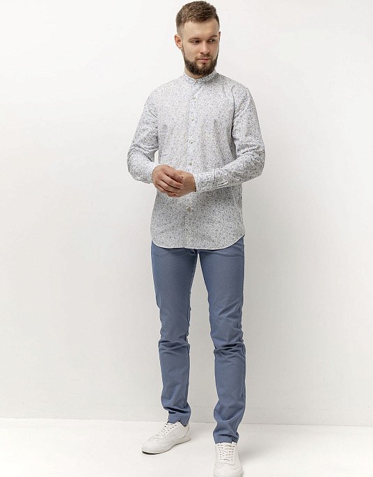 Pierre Cardin shirt with stand-up collar from the Le Bleu collection with floral motif