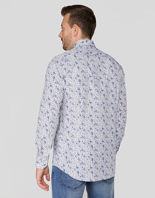 Рубашка Pierre Cardin из коллекции Future Flex в голубом цвете с цветочным принтом