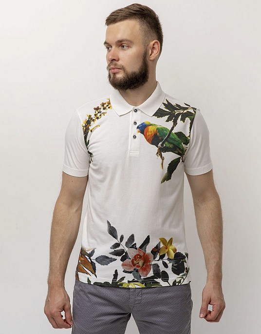 Pierre Cardin polo shirt from the Denim Academy collection in white with a bold print