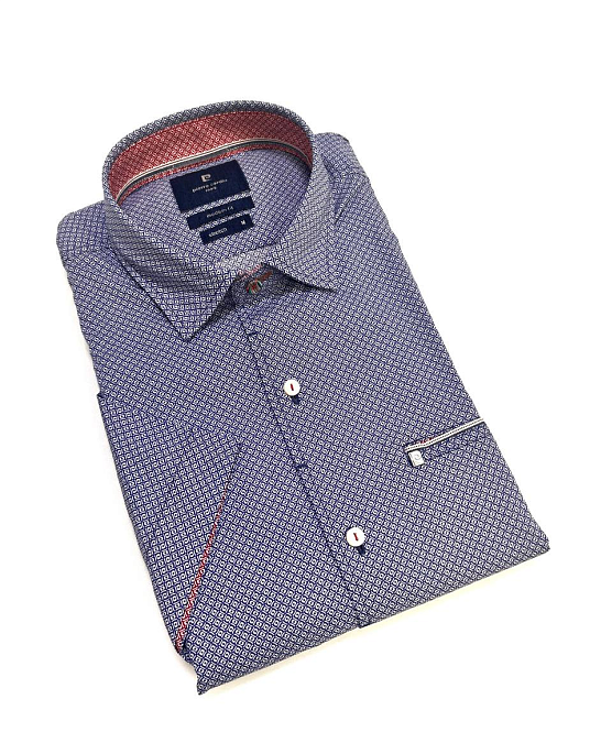 Рубашка Pierre Cardin с коротким рукавом из серии Cotton Comfort в голубом цвете