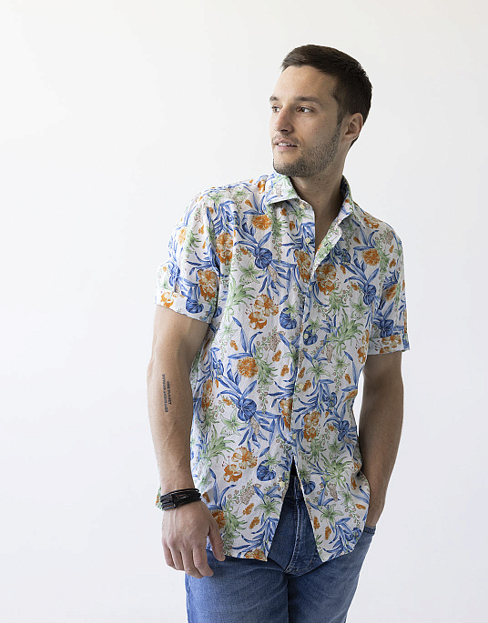 Pierre Cardin Short Sleeve Floral Print Shirt
