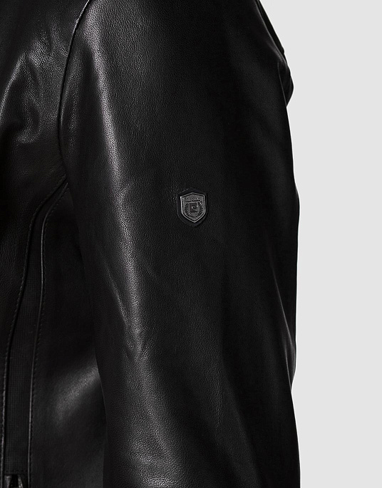 Шкіряна куртка Pierre Cardin в чорному кольорі