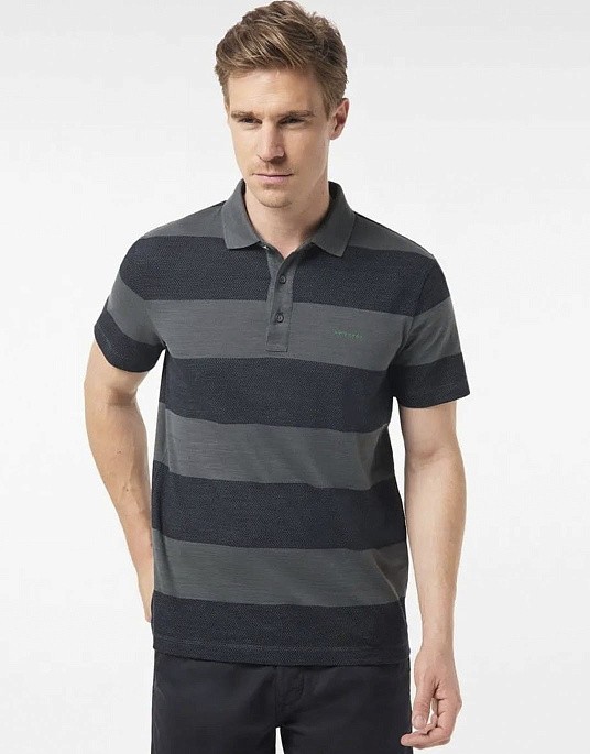 Pierre Cardin polo shirt from Future Flex collection with wide stripe in khaki
