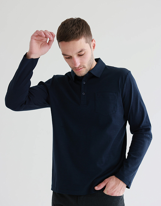 Pierre Cardin long sleeve polo in navy blue