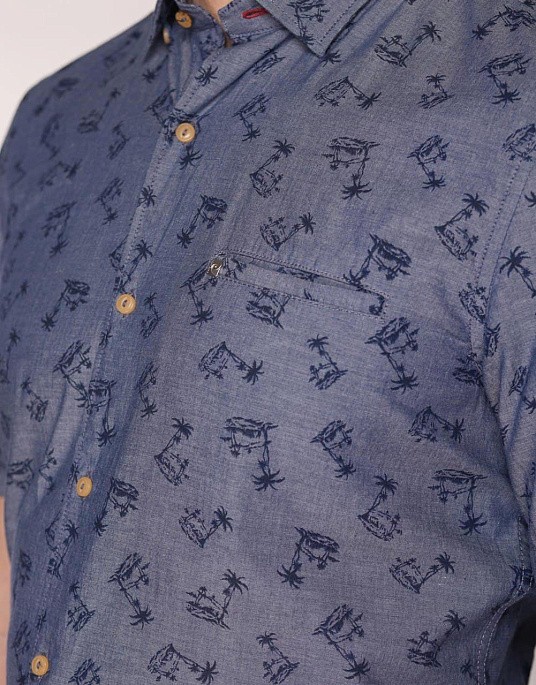 Сорочка з коротким рукавом Pierre Cardin із серії Denim Story у синьому кольорі з принтом