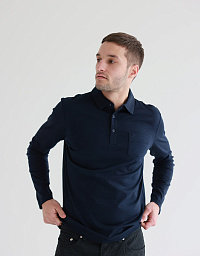 Pierre Cardin long sleeve polo in navy blue