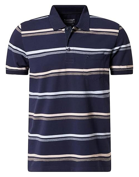 Pierre Cardin blue polo shirt with beige and blue stripes