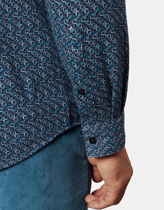 Рубашка Pierre Cardin из коллекции Future Flex в синем цвете с принтом
