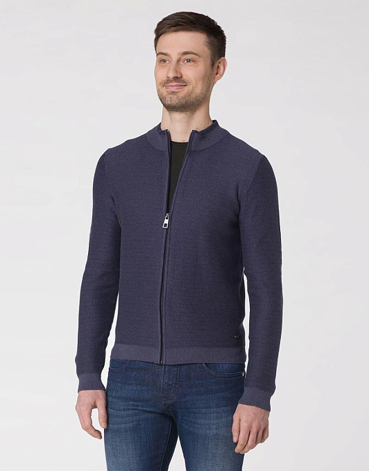 Pierre Cardin Royal Blend zip sweater in blue