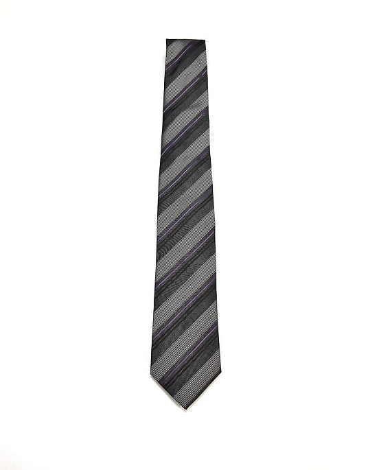 BOSS tie in gray with purple stripe