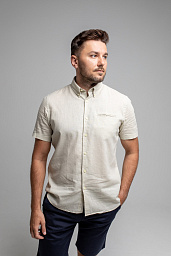 Pierre Cardin shirt from the Future Flex collection with short sleeves in beige