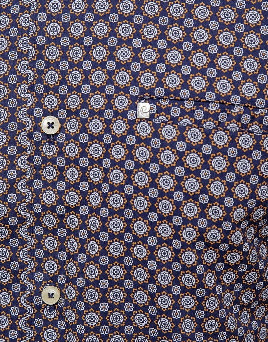 Рубашка Pierre Cardin из коллекции Future Flex с коротким рукавом  в тёмно - синем цвете