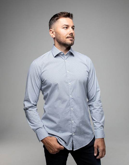 Pierre Cardin shirt from the Future Flex collection in a gray shade with a print