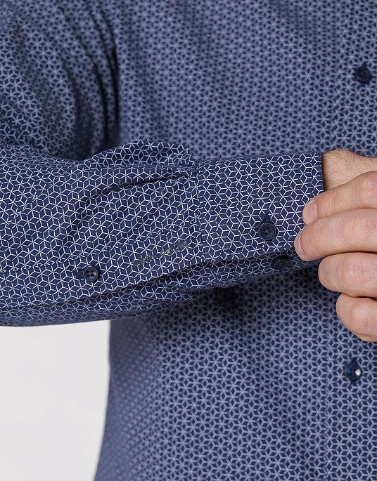 Pierre Cardin shirt from the Future Flex collection in blue with geometric print