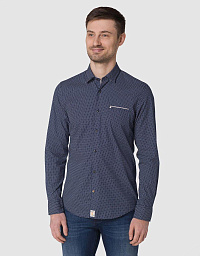 Pierre Cardin Denim Story shirt in blue with pattern