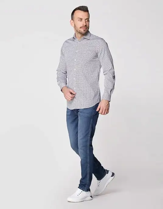 Pierre Cardin men's blue shirt in a small flower Future Flex line