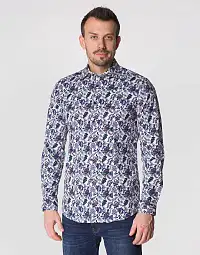 Рубашка Pierre Cardin из коллекции Future Flex в белом цвете с цветочным принтом